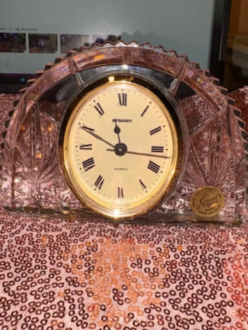 ✨ STUNNING VINTAGE CRYSTAL MANTEL CLOCK ✨